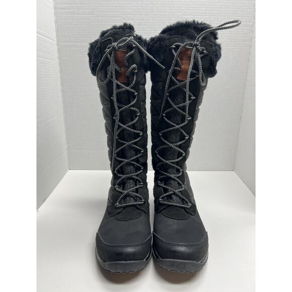 Salomon Women’s Hime Waterproof Gray Black Lace Up Tall Snow Boot ClimaShield 9 - Picture 1 of 11